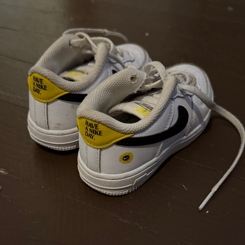 Nike Kids White Sneakers with Yellow Accents